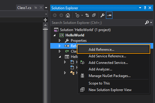 Add references in Solution Explorer